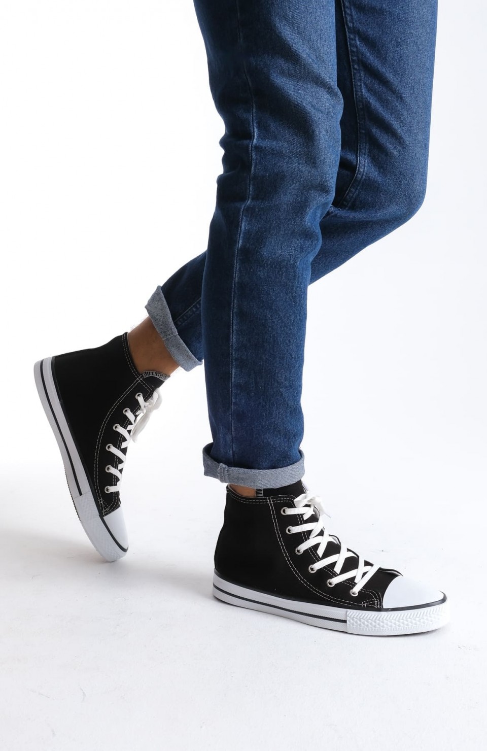 JY0423 AXE Bağcıklı Keten Kumaş Erkek Günlük Sneaker Ayakkabı KBT - Siyah