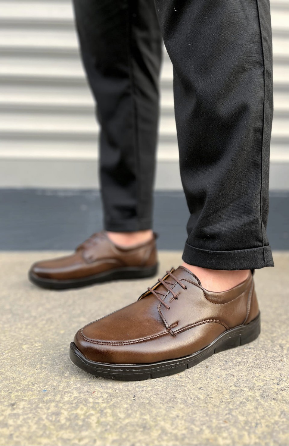 JY0510 Clasica Bağcıklı Cilt Erkek Günlük Klasik Ayakkabı CST - Kahverengi