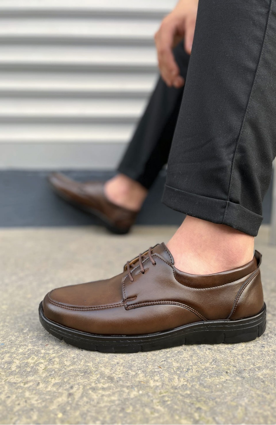 JY0510 Clasica Bağcıklı Cilt Erkek Günlük Klasik Ayakkabı CST - Kahverengi