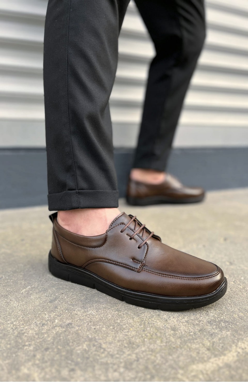 JY0510 Clasica Bağcıklı Cilt Erkek Günlük Klasik Ayakkabı CST - Kahverengi