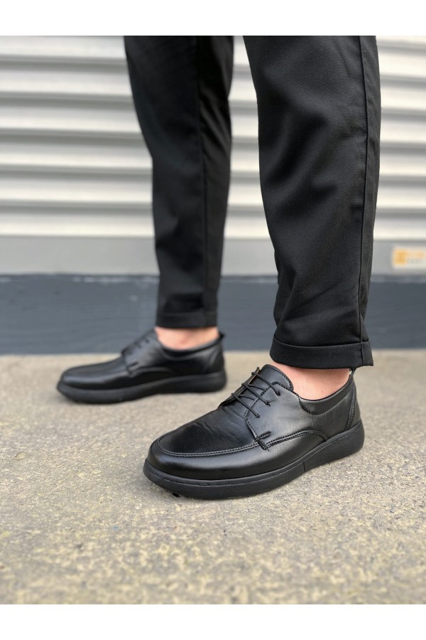 JY0510 Clasica Bağcıklı Cilt Erkek Günlük Klasik Ayakkabı CST - Siyah