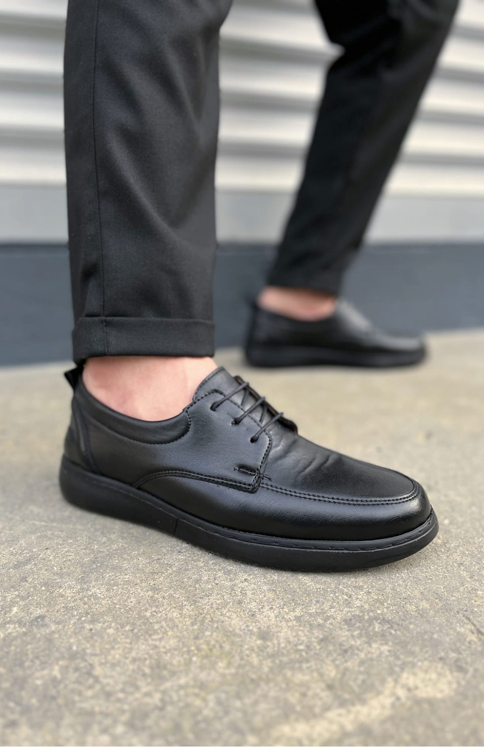 JY0510 Clasica Bağcıklı Cilt Erkek Günlük Klasik Ayakkabı CST - Siyah