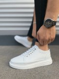 JY0535 Prime Bağcıklı Cilt Erkek Günlük Sneaker Ayakkabı CBT - Beyaz