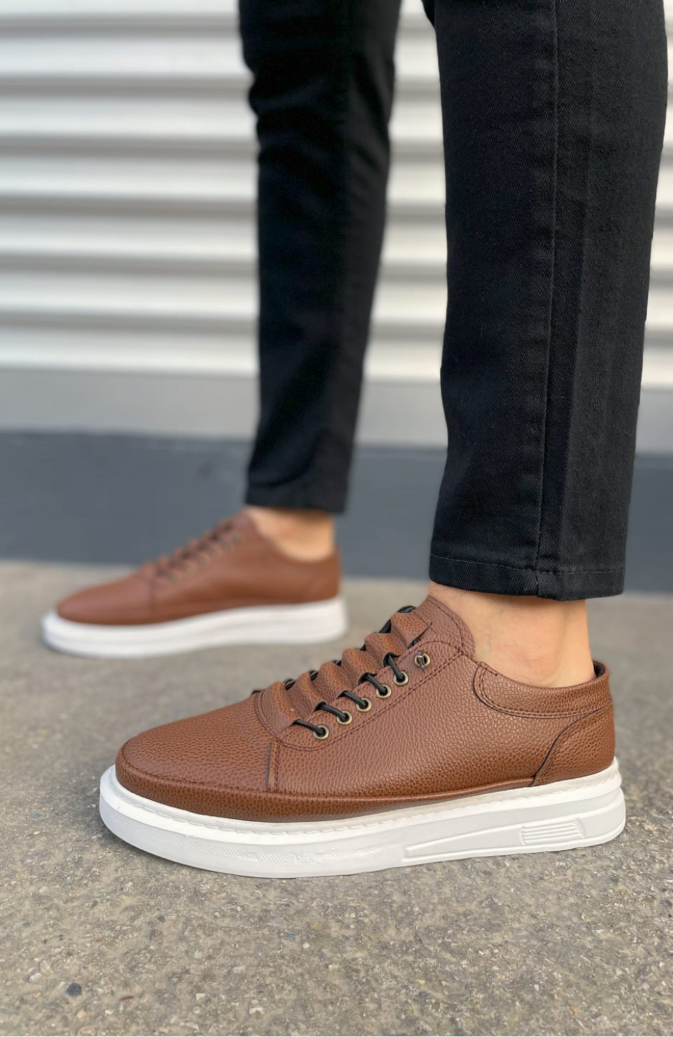 JY0535 Prime Bağcıklı Cilt Erkek Günlük Sneaker Ayakkabı CBT - Taba