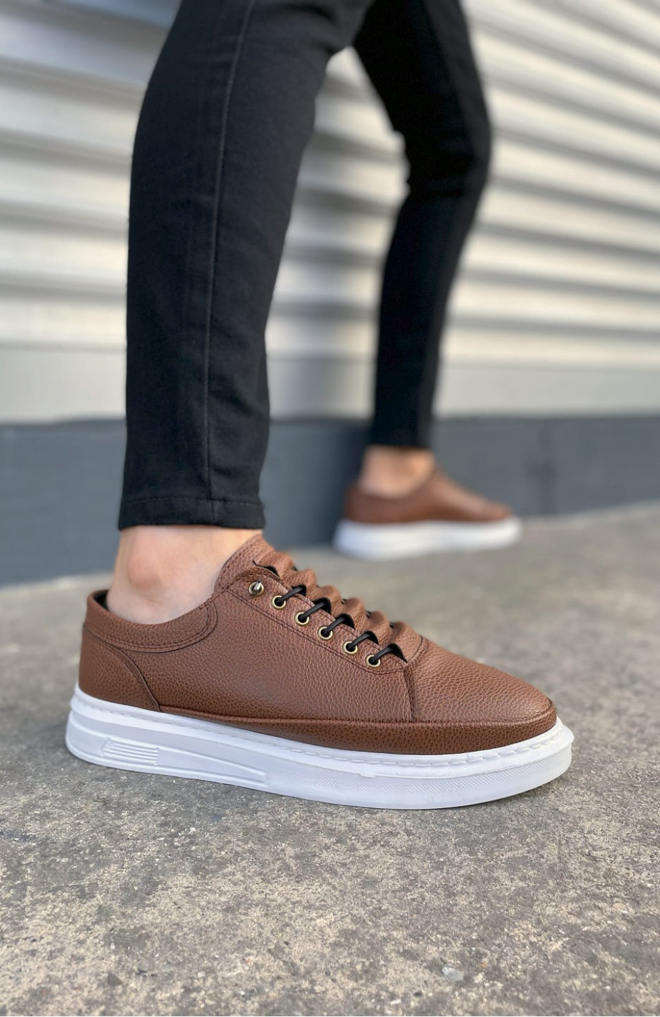 JY0535 Prime Bağcıklı Cilt Erkek Günlük Sneaker Ayakkabı CBT - Taba