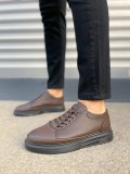 JY0535 Prime Bağcıklı Cilt Erkek Günlük Sneaker Ayakkabı CST - Kahverengi