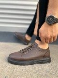 JY0535 Prime Bağcıklı Cilt Erkek Günlük Sneaker Ayakkabı CST - Kahverengi