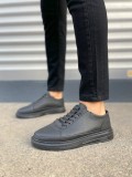 JY0535 Prime Bağcıklı Cilt Erkek Günlük Sneaker Ayakkabı CST - Siyah