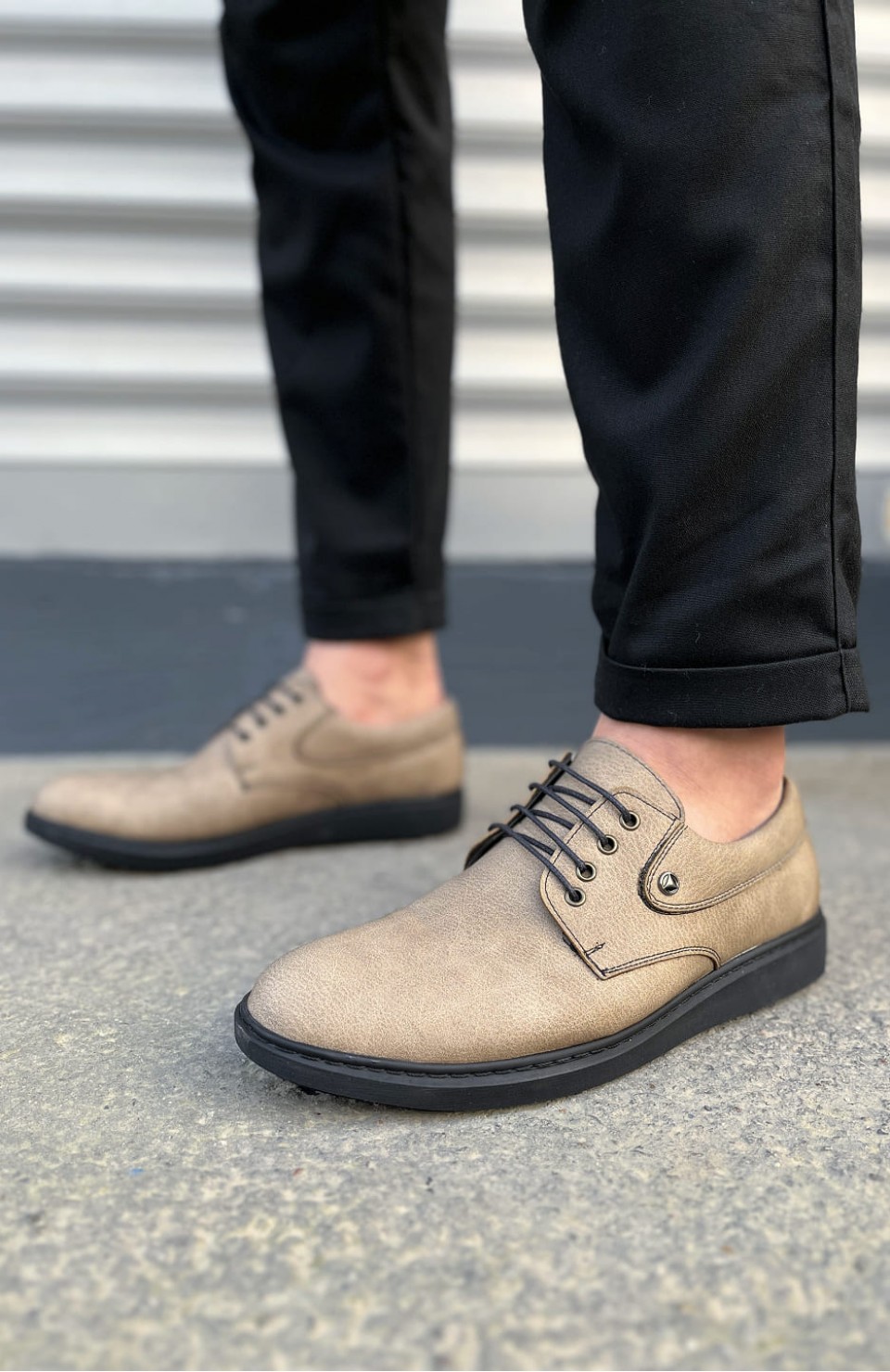 JY0610 Clasico Bağcıklı Cilt Erkek Günlük Klasik Ayakkabı CST - Gri