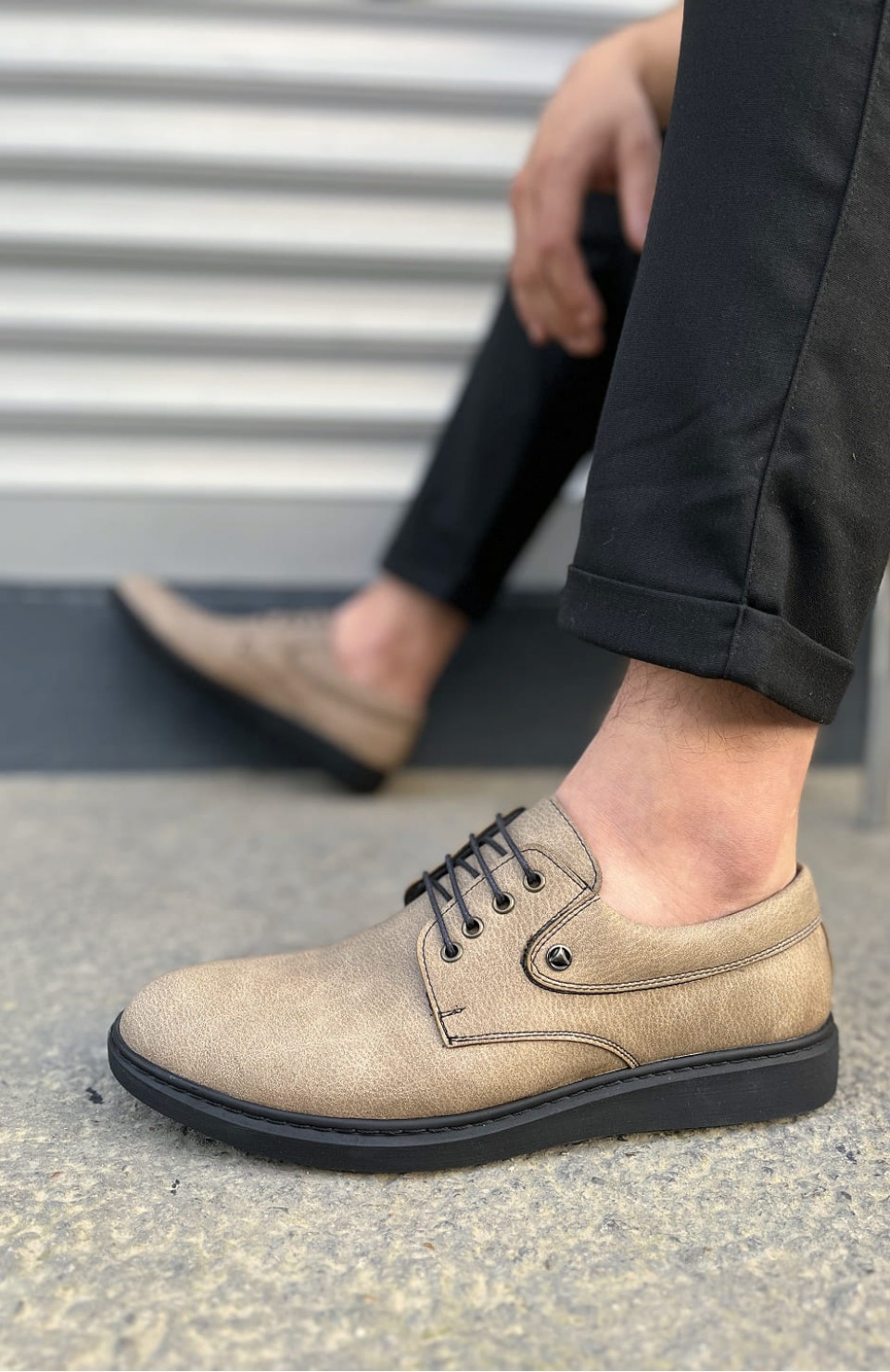 JY0610 Clasico Bağcıklı Cilt Erkek Günlük Klasik Ayakkabı CST - Gri