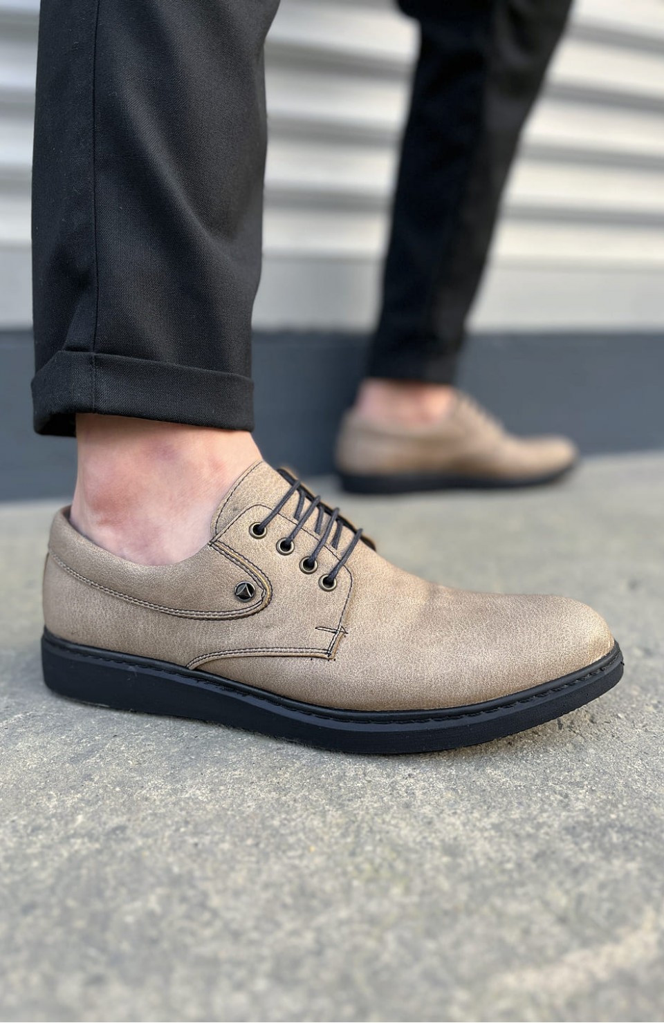 JY0610 Clasico Bağcıklı Cilt Erkek Günlük Klasik Ayakkabı CST - Gri