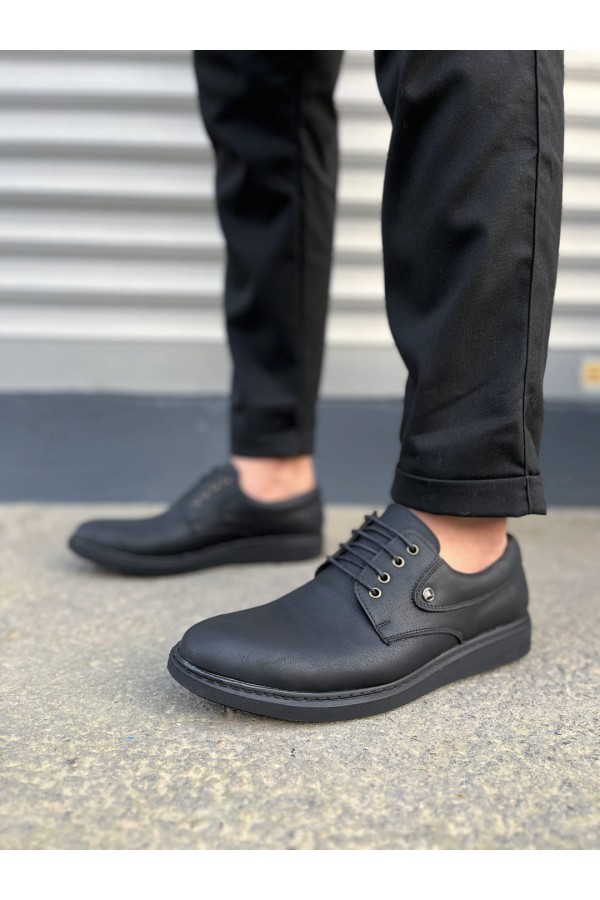 JY0610 Clasico Bağcıklı Cilt Erkek Günlük Klasik Ayakkabı CST - Mat Siyah