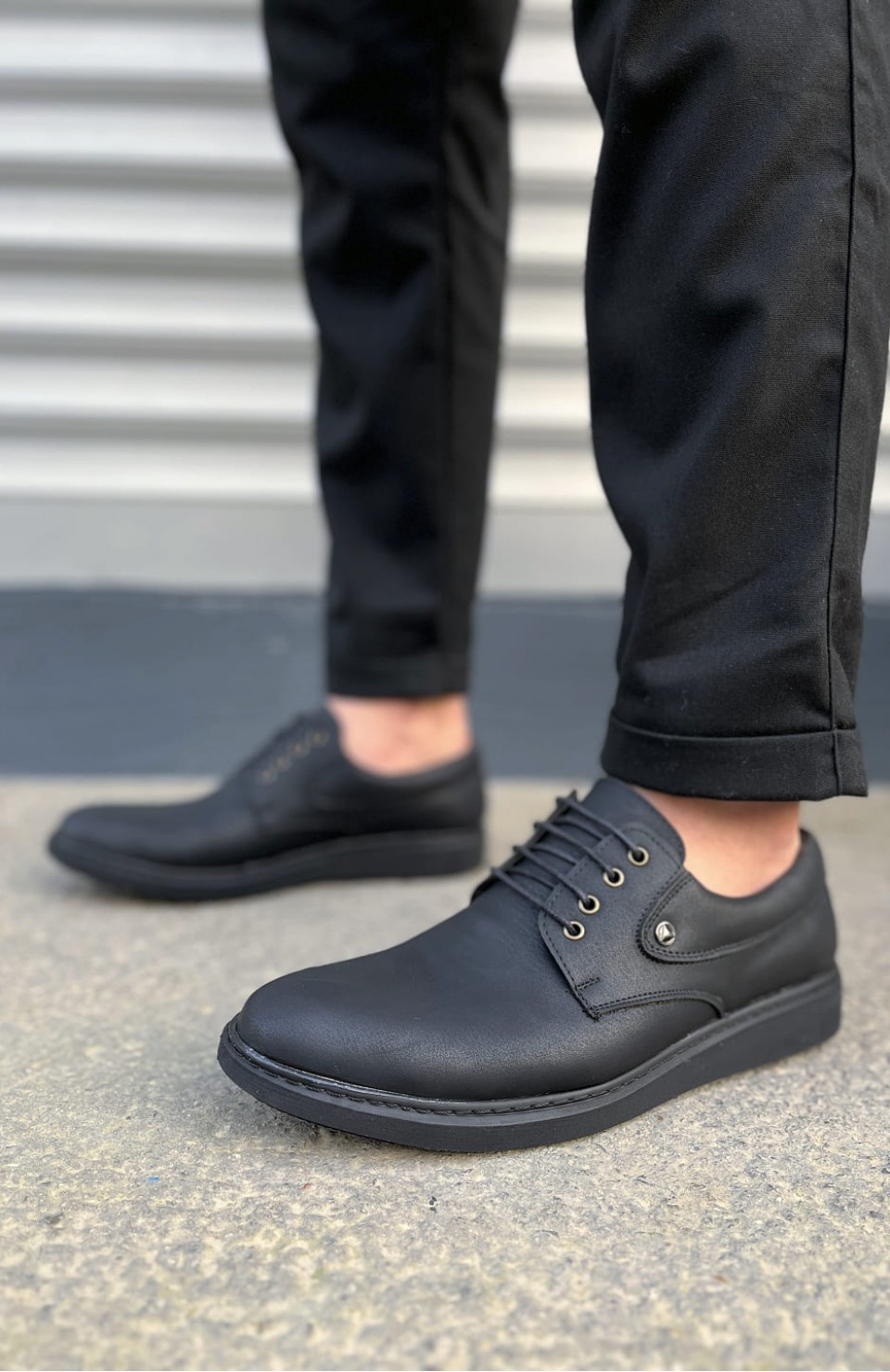 JY0610 Clasico Bağcıklı Cilt Erkek Günlük Klasik Ayakkabı CST - Mat Siyah