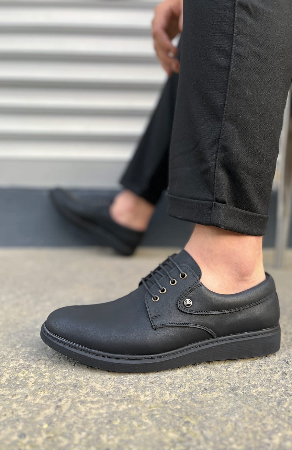 JY0610 Clasico Bağcıklı Cilt Erkek Günlük Klasik Ayakkabı CST - Mat Siyah