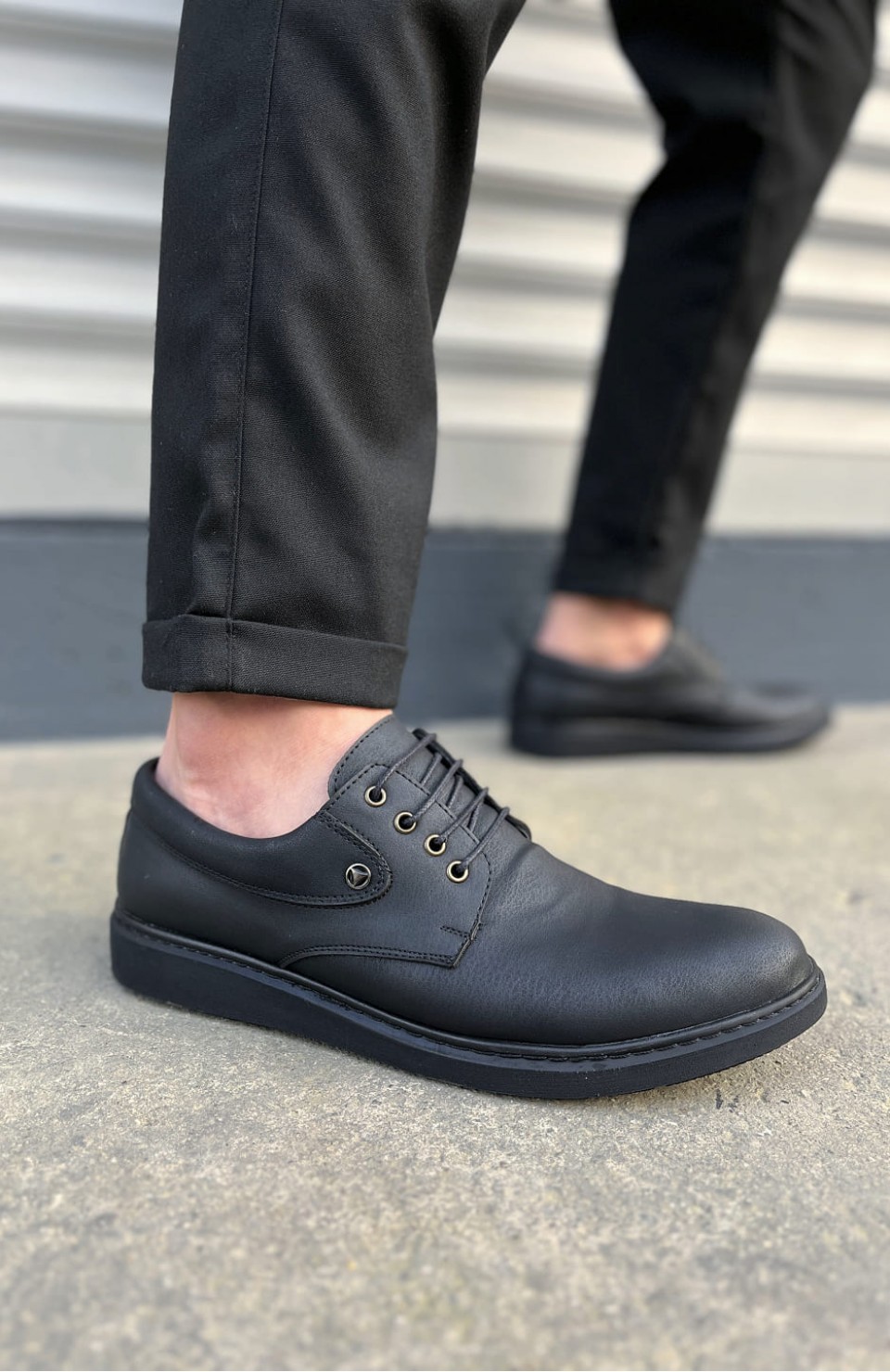 JY0610 Clasico Bağcıklı Cilt Erkek Günlük Klasik Ayakkabı CST - Mat Siyah