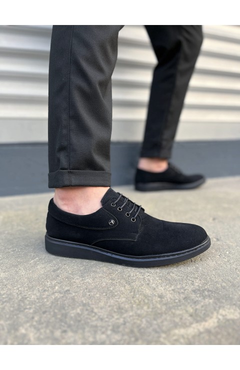 JY0610 Clasico Bağcıklı Süet Erkek Günlük Klasik Ayakkabı SST - Siyah