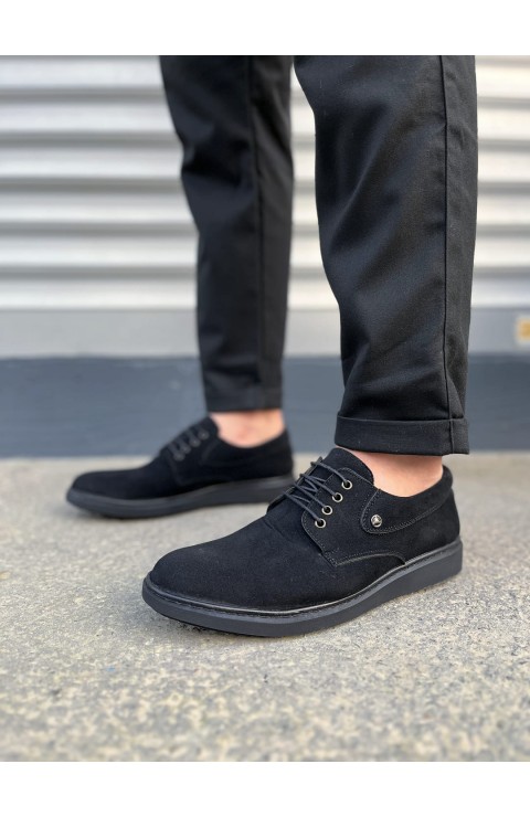 JY0610 Clasico Bağcıklı Süet Erkek Günlük Klasik Ayakkabı SST - Siyah