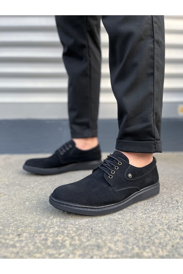JY0610 Clasico Bağcıklı Süet Erkek Günlük Klasik Ayakkabı SST - Siyah