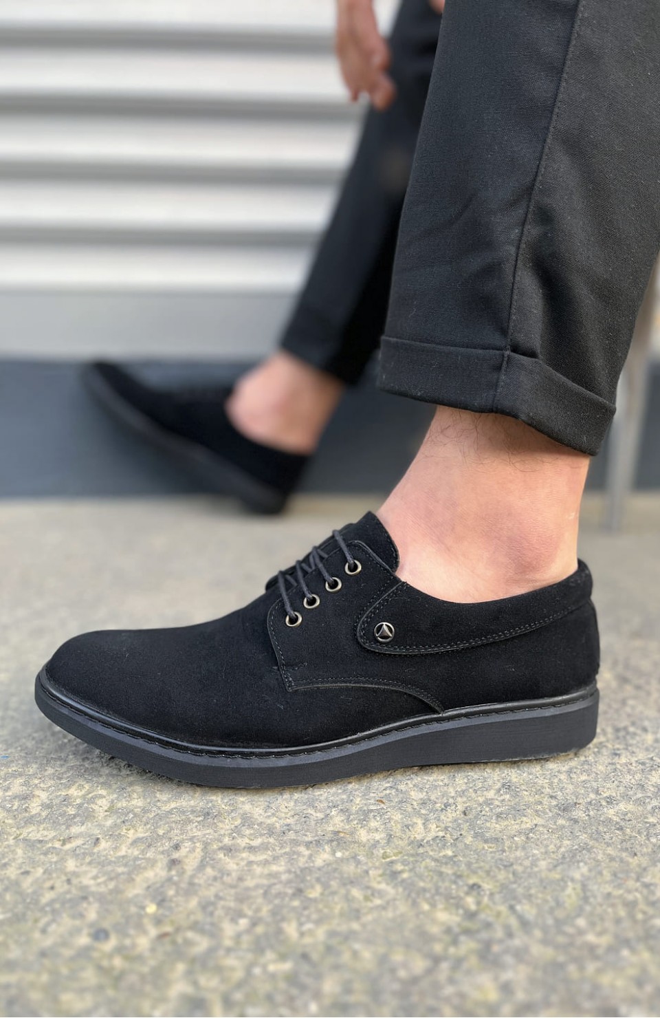 JY0610 Clasico Bağcıklı Süet Erkek Günlük Klasik Ayakkabı SST - Siyah