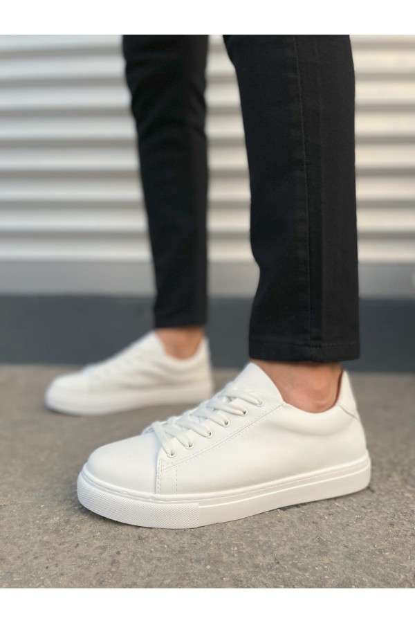 JY122 Mode Bağcıklı Cilt Erkek Günlük Sneaker Ayakkabı CBT - Beyaz