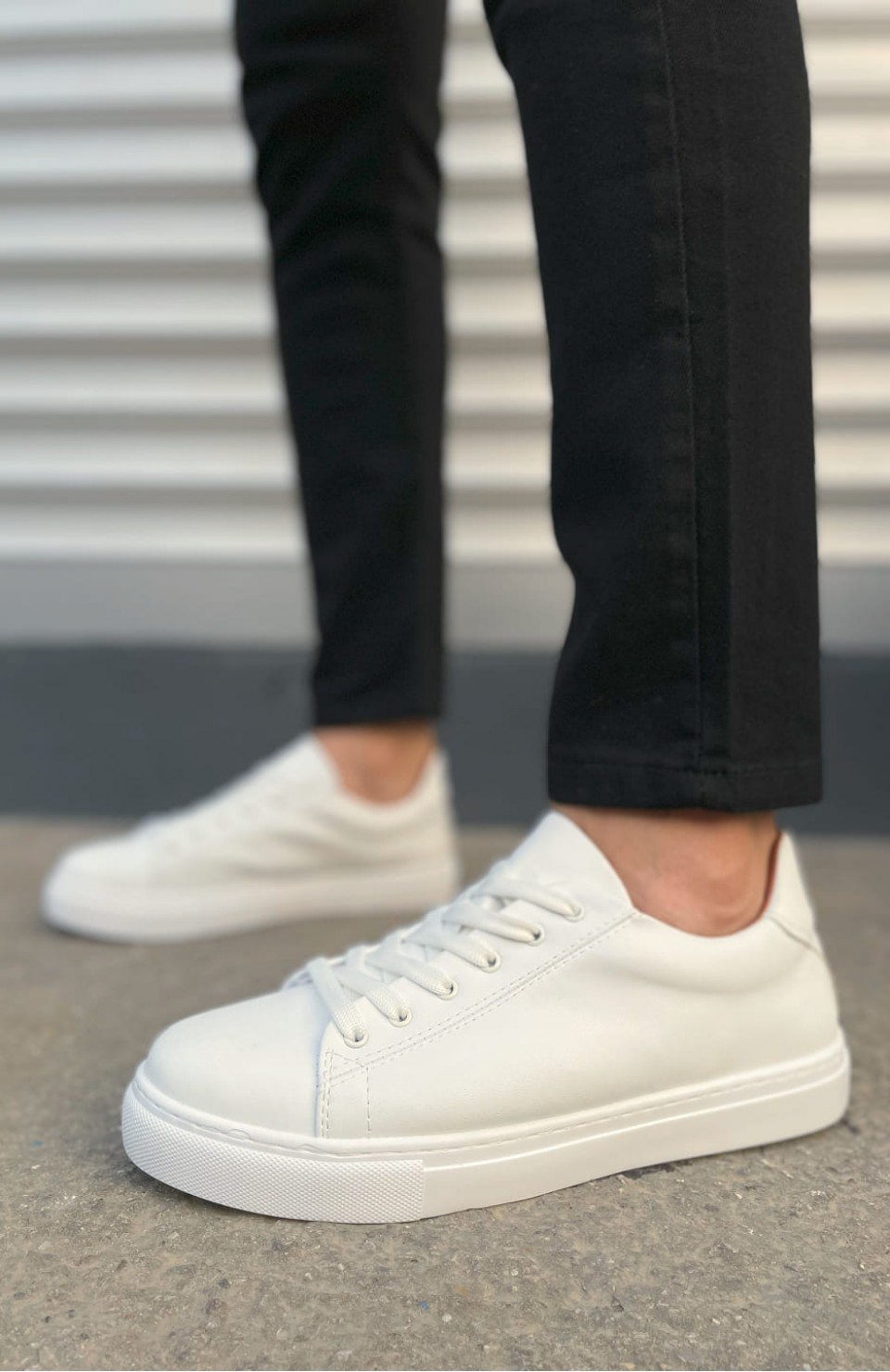 JY122 Mode Bağcıklı Cilt Erkek Günlük Sneaker Ayakkabı CBT - Beyaz