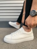 JY122 Mode Bağcıklı Cilt Erkek Günlük Sneaker Ayakkabı CBT - Beyaz