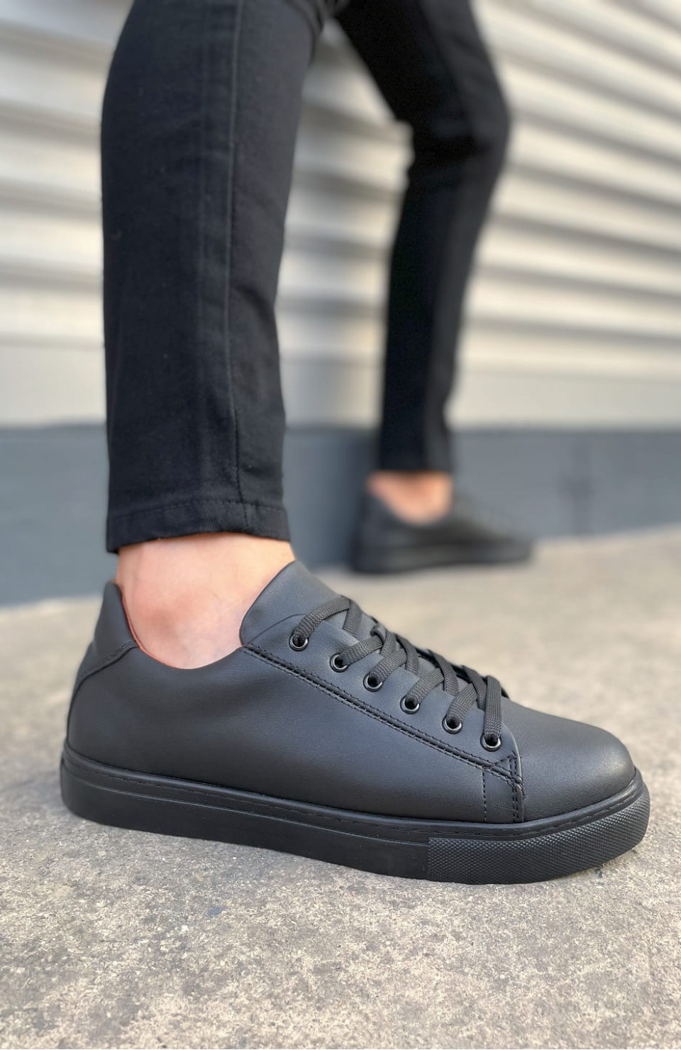 JY122 Mode Bağcıklı Cilt Erkek Günlük Sneaker Ayakkabı CST - Siyah Somersan Giyim | Kadın, Erkek ve Çocuk Moda