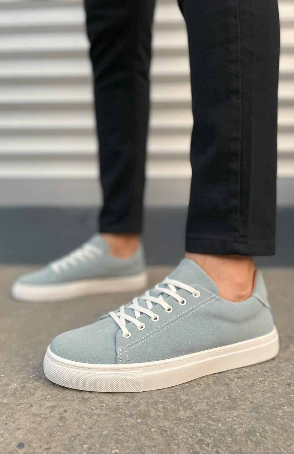 JY122 Mode Bağcıklı Süet Erkek Günlük Sneaker Ayakkabı SBT - Mavi