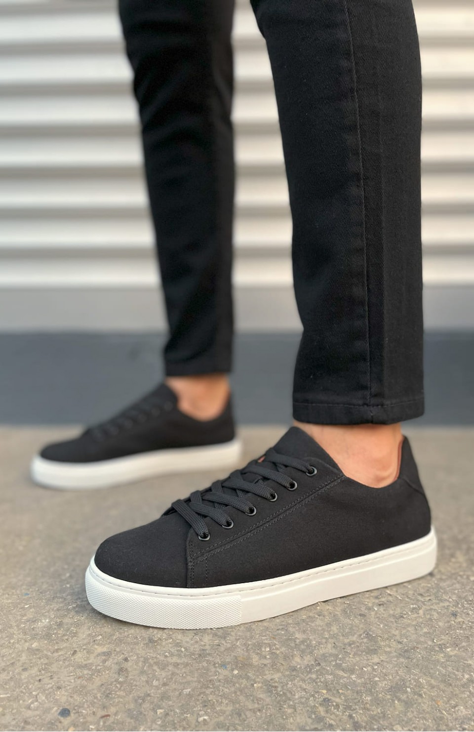 JY122 Mode Bağcıklı Süet Erkek Günlük Sneaker Ayakkabı SBT - Siyah