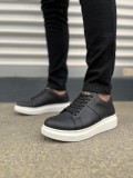 JY151 Boost Bağcıklı Cilt Erkek Günlük Sneaker Ayakkabı CBT - Siyah