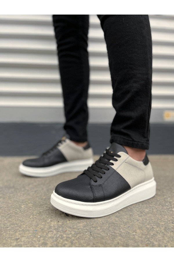 JY151 Boost Bağcıklı Cilt Süet Erkek Günlük Sneaker Ayakkabı CSBT - Siyah/Gri