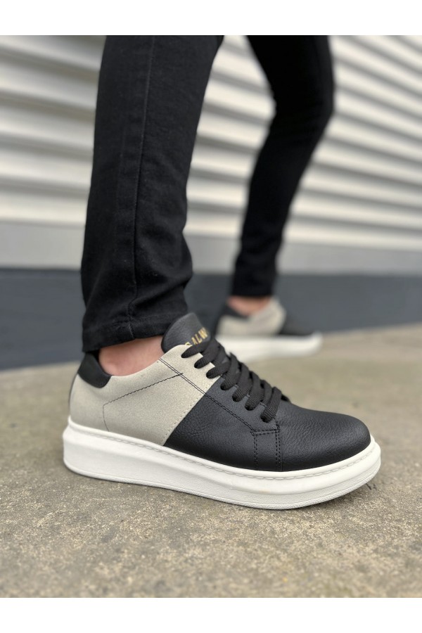 JY151 Boost Bağcıklı Cilt Süet Erkek Günlük Sneaker Ayakkabı CSBT - Siyah/Gri