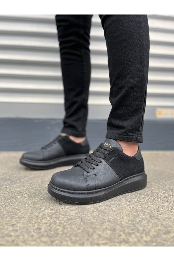 JY151 Boost Bağcıklı Cilt Süet Erkek Günlük Sneaker Ayakkabı CSST - Siyah