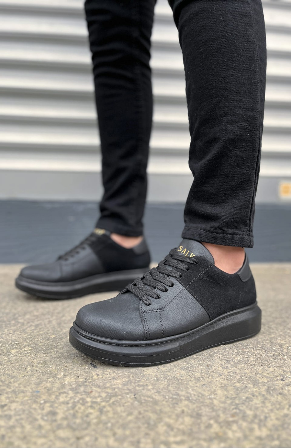 JY151 Boost Bağcıklı Cilt Süet Erkek Günlük Sneaker Ayakkabı CSST - Siyah