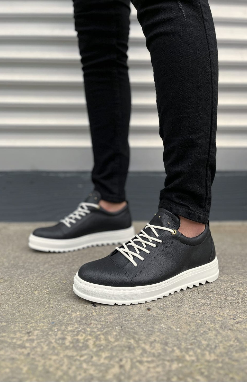 JY152 Cool Bağcıklı Cilt Erkek Günlük Spor Klasik Ayakkabı CBT - Siyah