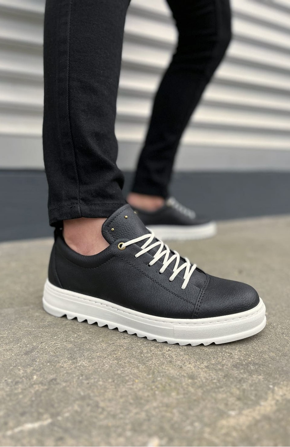 JY152 Cool Bağcıklı Cilt Erkek Günlük Spor Klasik Ayakkabı CBT - Siyah