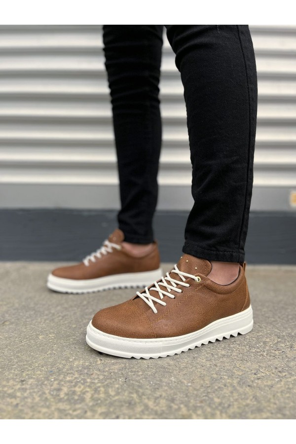 JY152 Cool Bağcıklı Cilt Erkek Günlük Spor Klasik Ayakkabı CBT - Taba