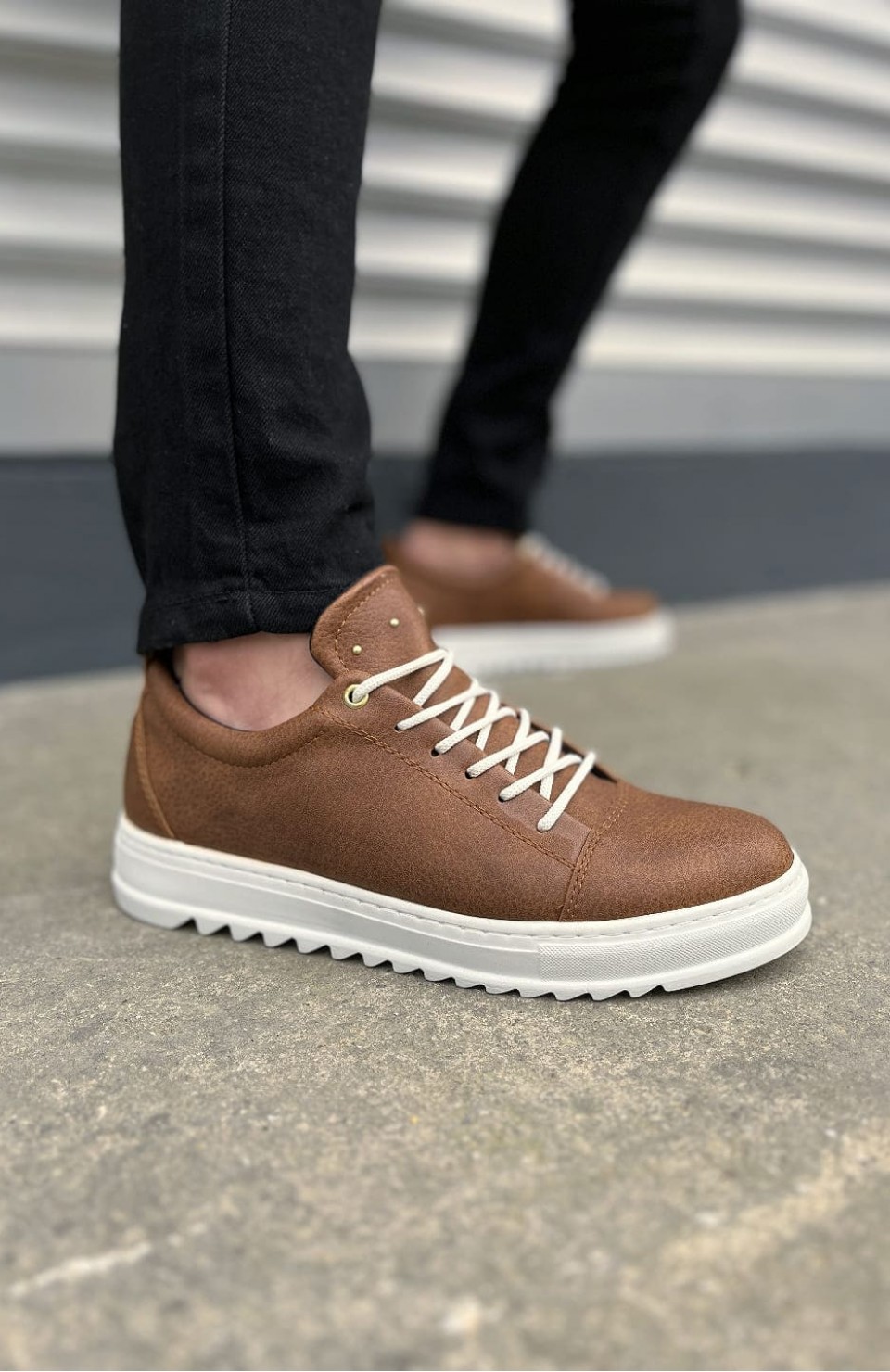 JY152 Cool Bağcıklı Cilt Erkek Günlük Spor Klasik Ayakkabı CBT - Taba