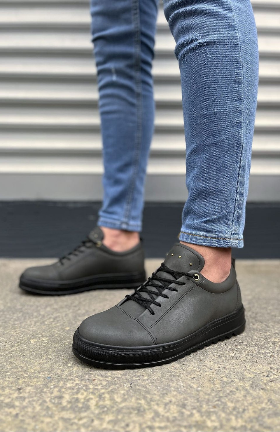 JY152 Cool Bağcıklı Cilt Erkek Günlük Spor Klasik Ayakkabı CST - Füme