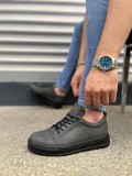 JY152 Cool Bağcıklı Cilt Erkek Günlük Spor Klasik Ayakkabı CST - Füme
