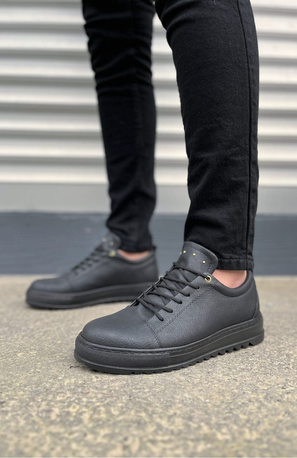 JY152 Cool Bağcıklı Cilt Erkek Günlük Spor Klasik Ayakkabı CST - Siyah