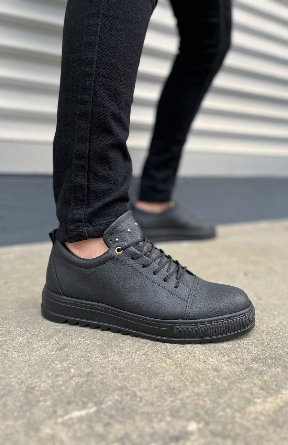 JY152 Cool Bağcıklı Cilt Erkek Günlük Spor Klasik Ayakkabı CST - Siyah