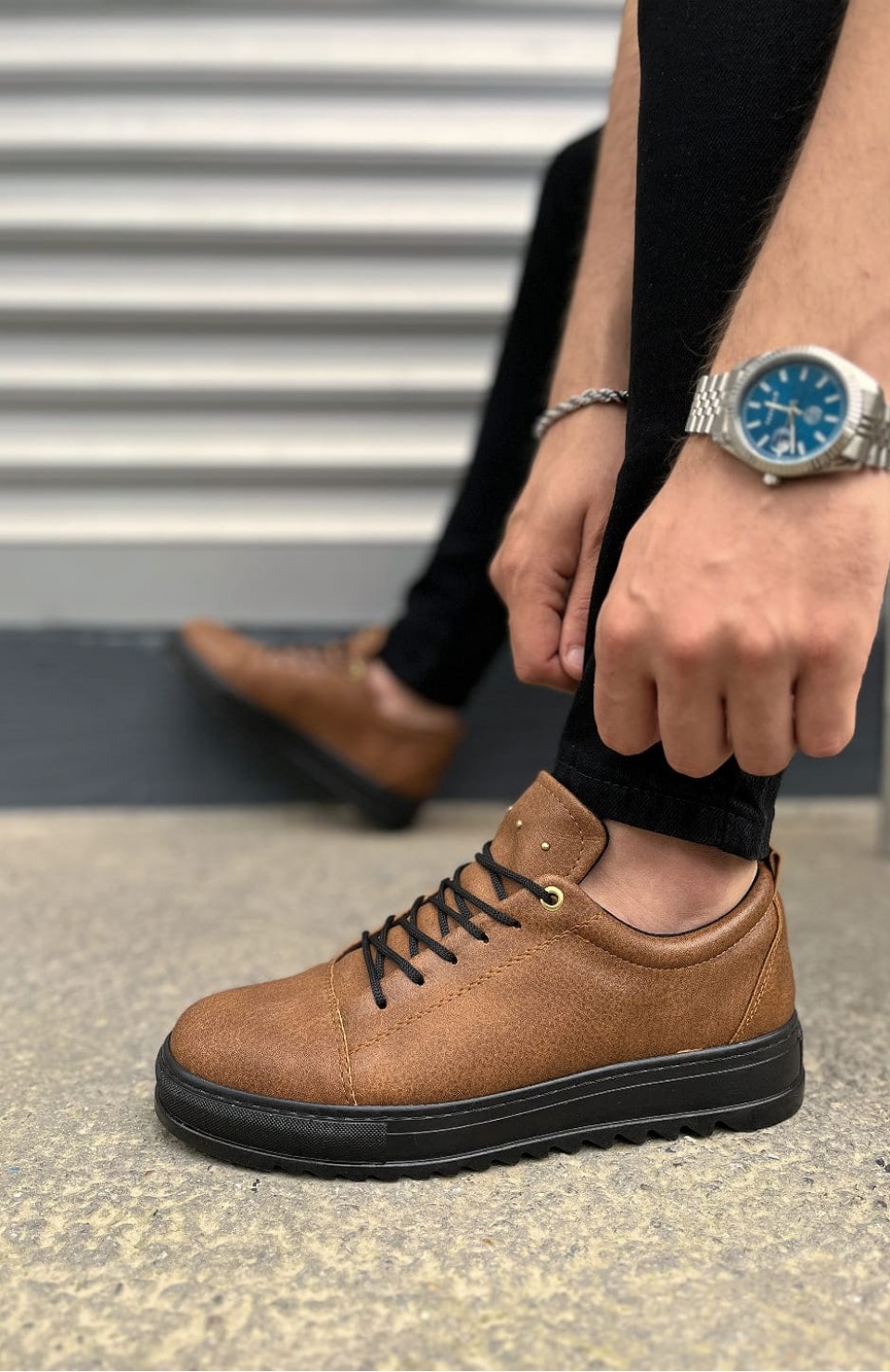 JY152 Cool Bağcıklı Cilt Erkek Günlük Spor Klasik Ayakkabı CST - Taba