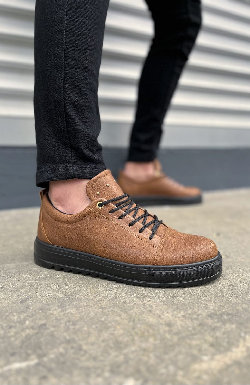 JY152 Cool Bağcıklı Cilt Erkek Günlük Spor Klasik Ayakkabı CST - Taba