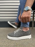 JY152 Cool Bağcıklı Keten Erkek Günlük Spor Klasik Ayakkabı KBT - Gri