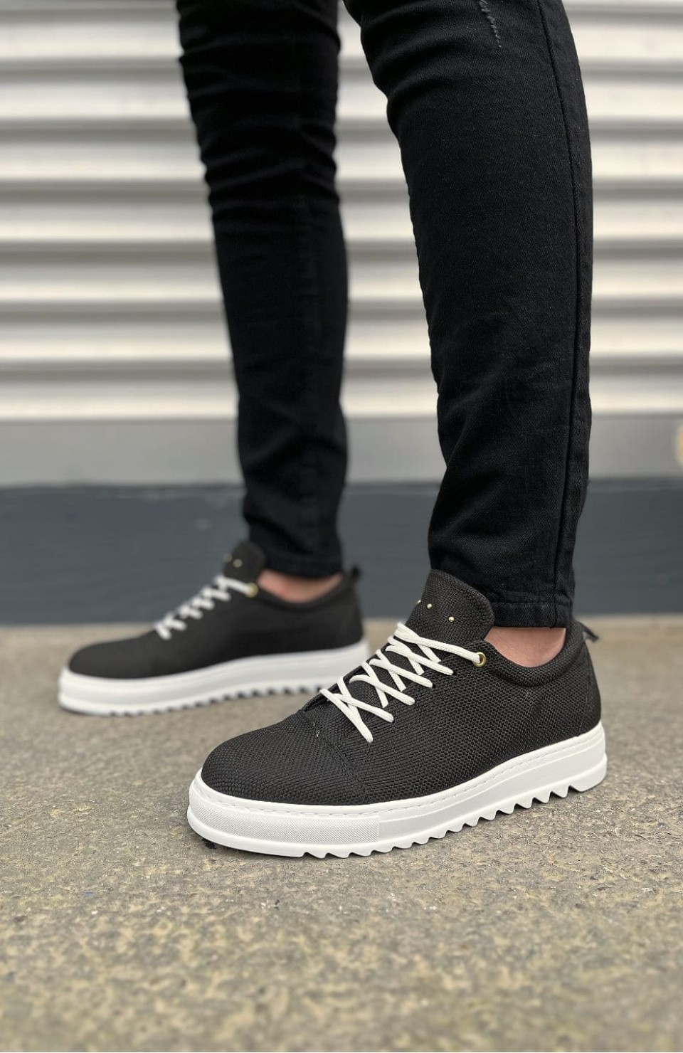 JY152 Cool Bağcıklı Keten Erkek Günlük Spor Klasik Ayakkabı KBT - Siyah