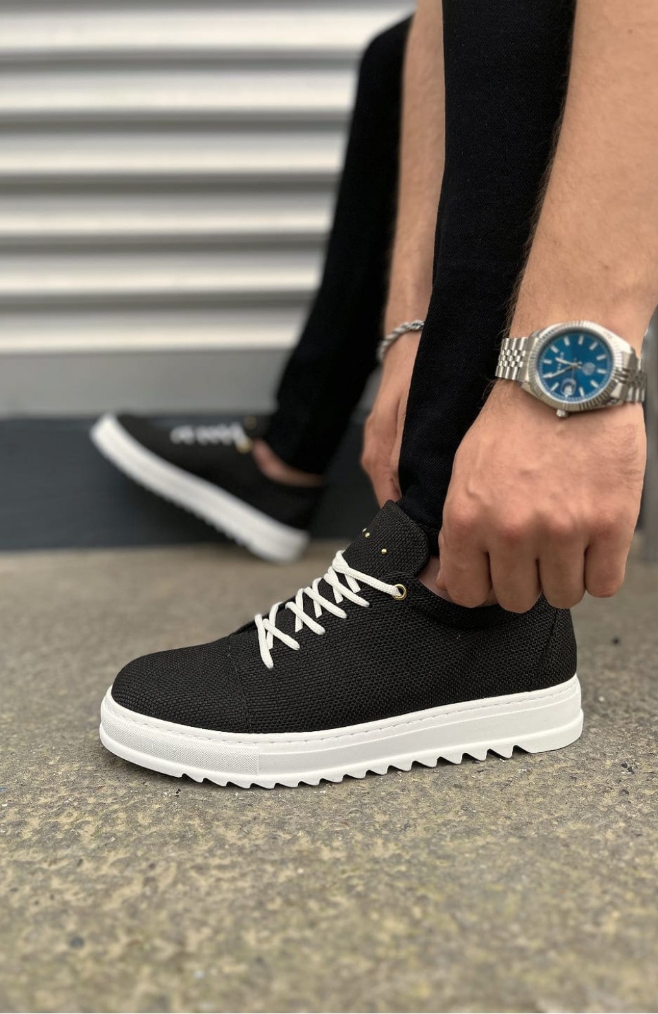 JY152 Cool Bağcıklı Keten Erkek Günlük Spor Klasik Ayakkabı KBT - Siyah