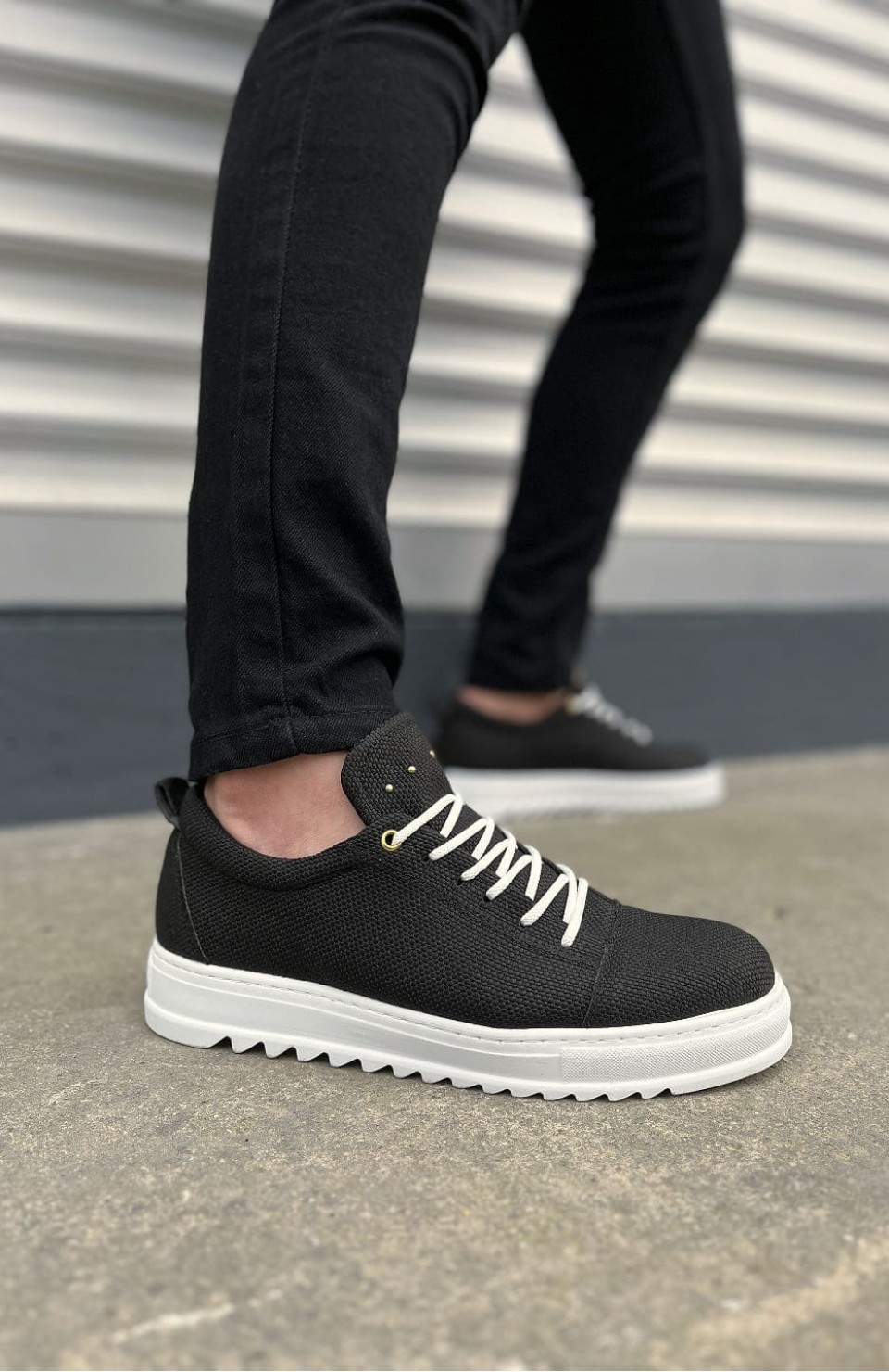 JY152 Cool Bağcıklı Keten Erkek Günlük Spor Klasik Ayakkabı KBT - Siyah