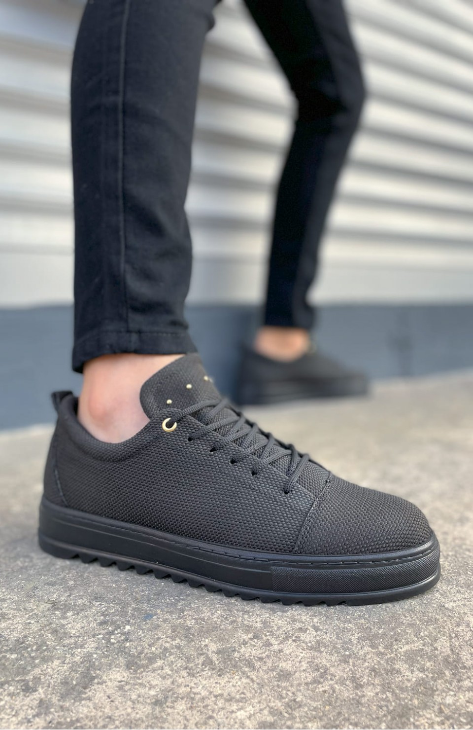 JY152 Cool Bağcıklı Keten Erkek Günlük Spor Klasik Ayakkabı KST - Siyah
