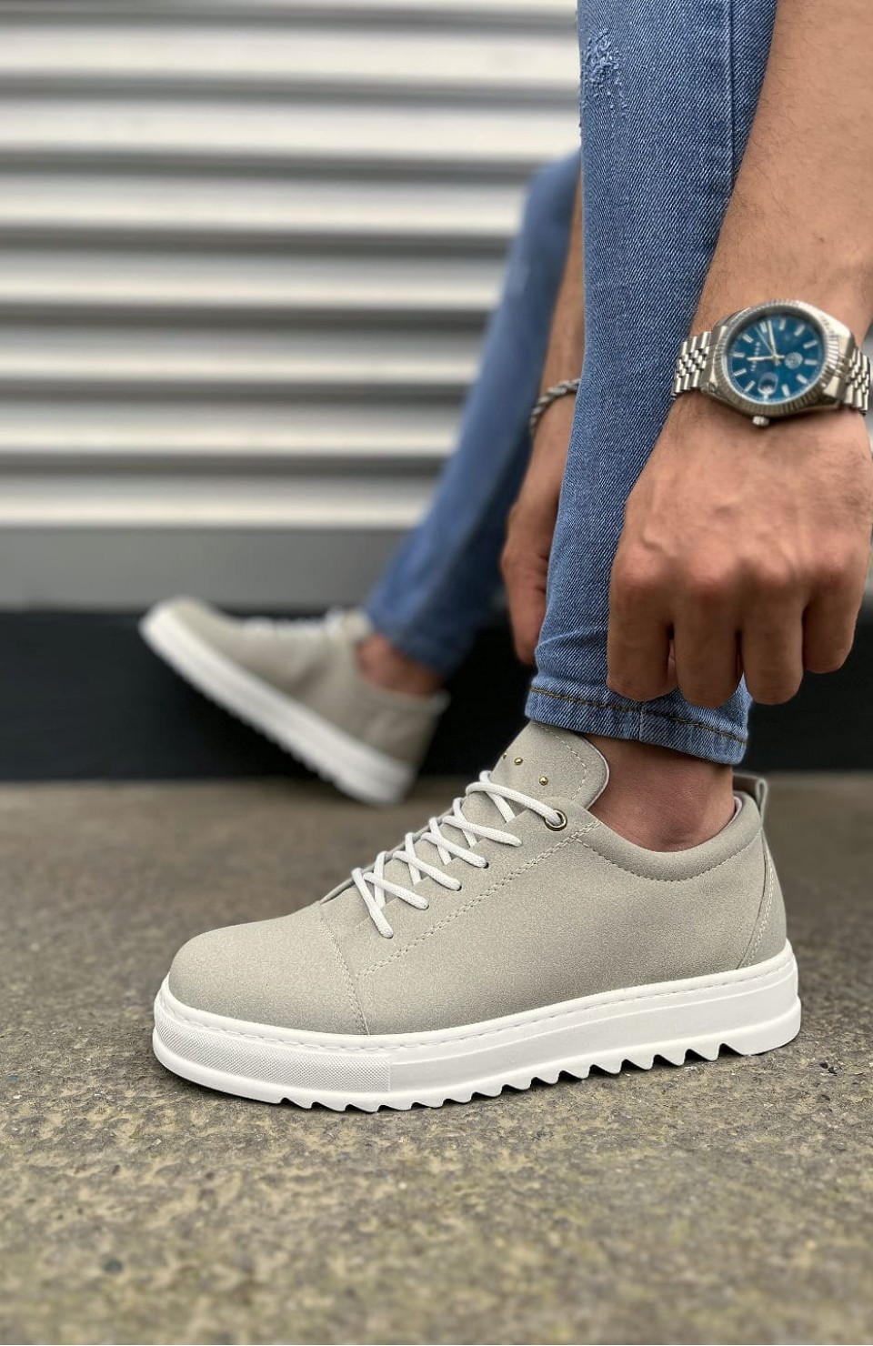 JY152 Cool Bağcıklı Süet Erkek Günlük Spor Klasik Ayakkabı SBT - Gri